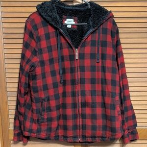 Red and Black Plaid Sherpa-Lined Jacket